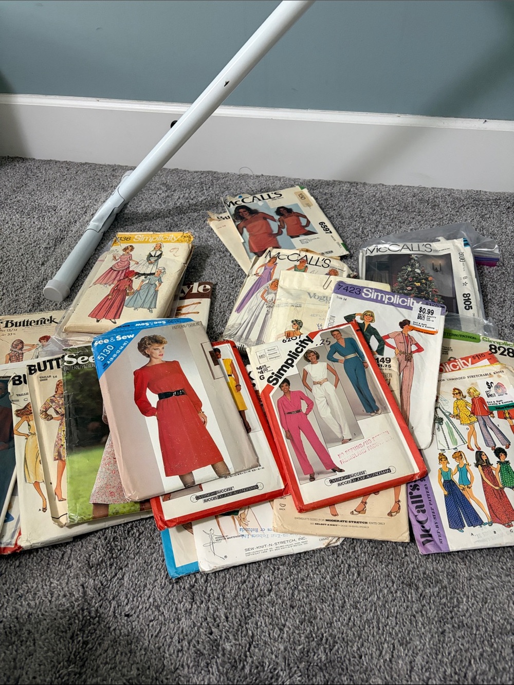 Vintage Sewing Pattern Lot with Red Dress Cover